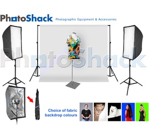 Complete Cool Light Package (3000W equiv) with Softbox Set + 6m backdrop