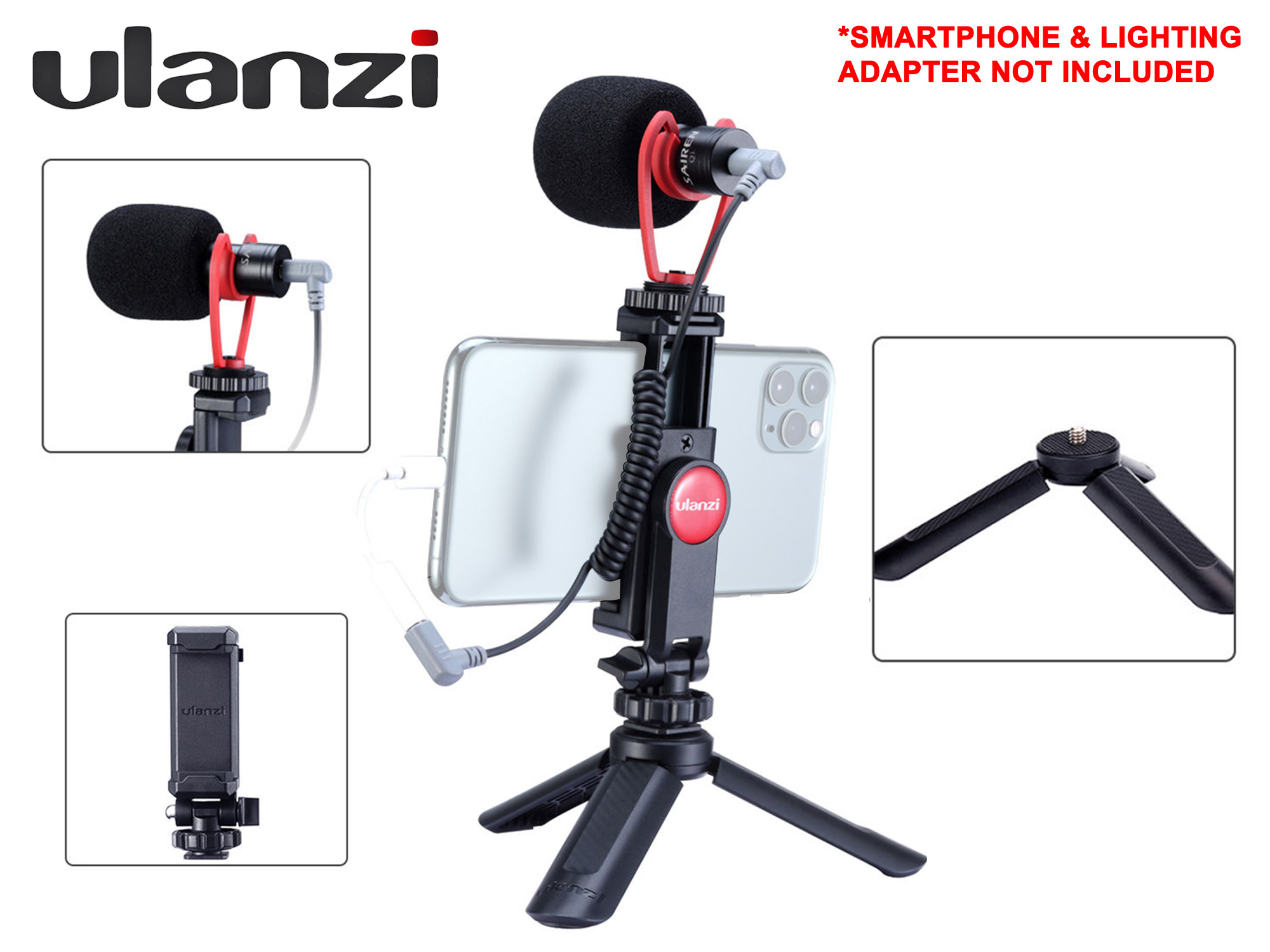 Ulanzi Vlogging Kit - Microphone + Mini Tripod + Phone Mount