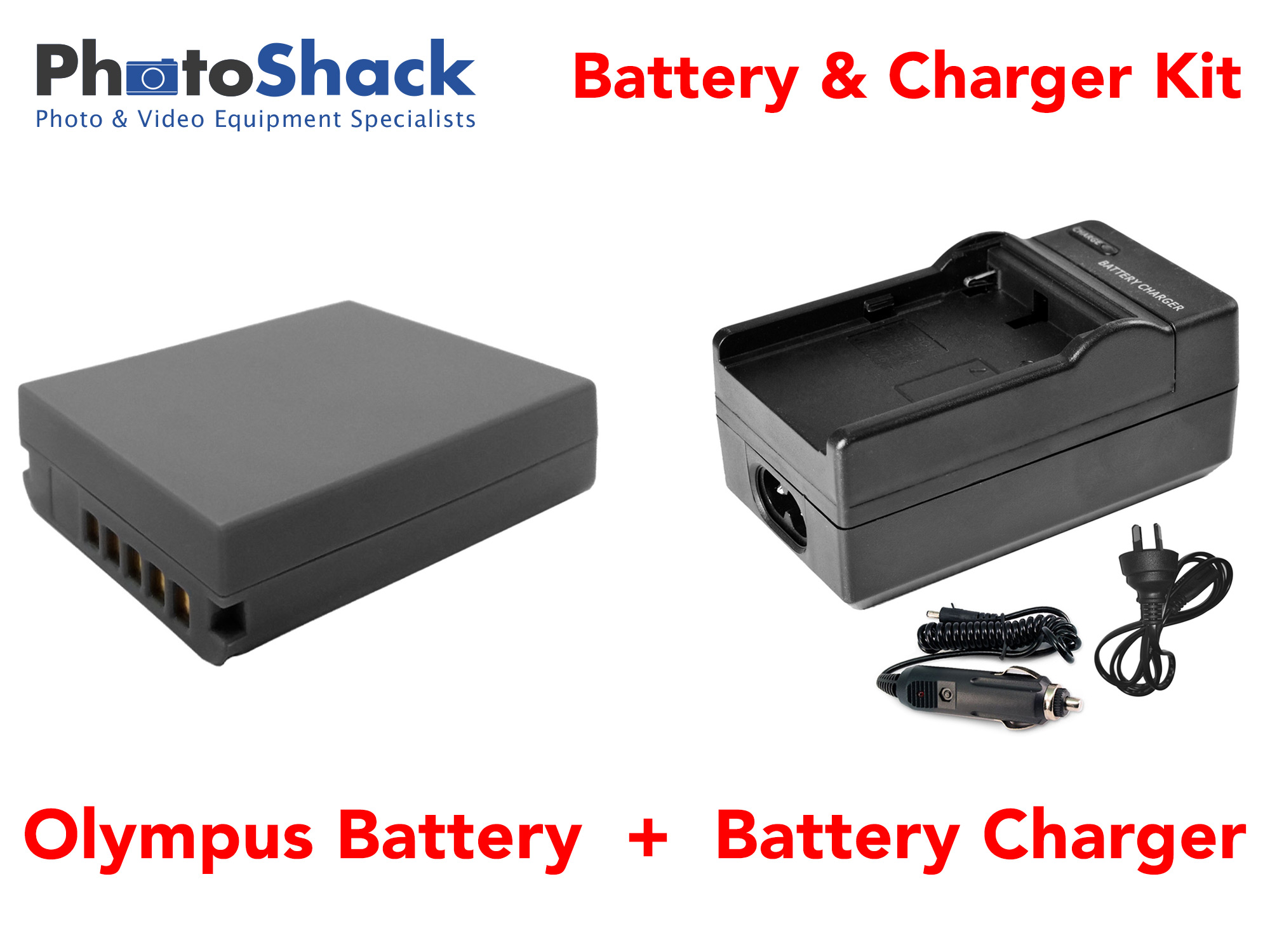 Charger & Battery Kit for Olympus Cameras