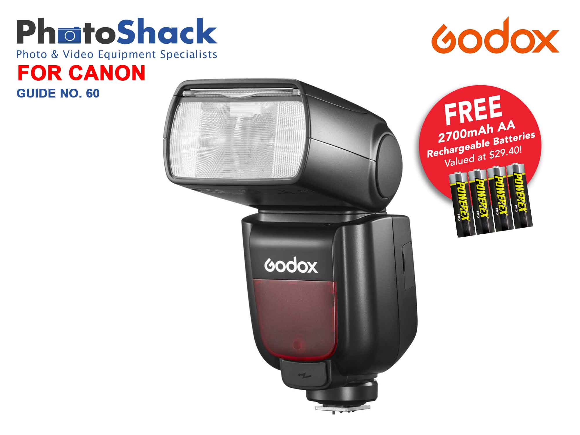 Godox TT685II C TTL Camera Flash for Canon (incl batteries)