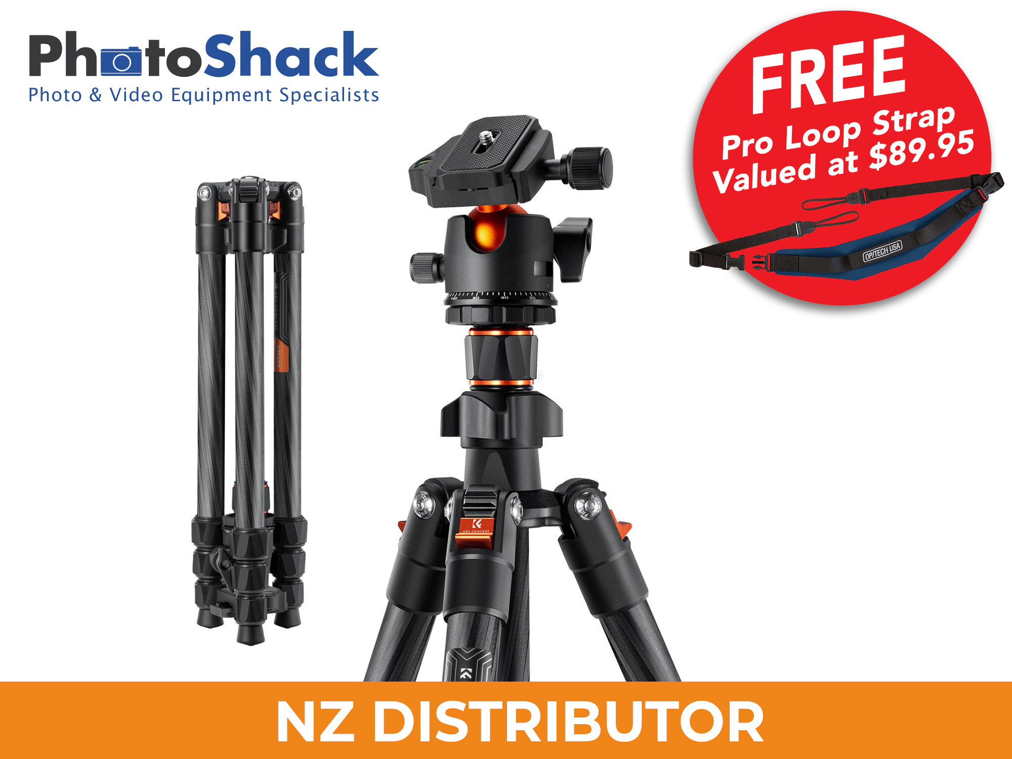 K&F Concept K254C2 1.6m K-Series Carbon Fiber Tripod KF09.123 - Promotion