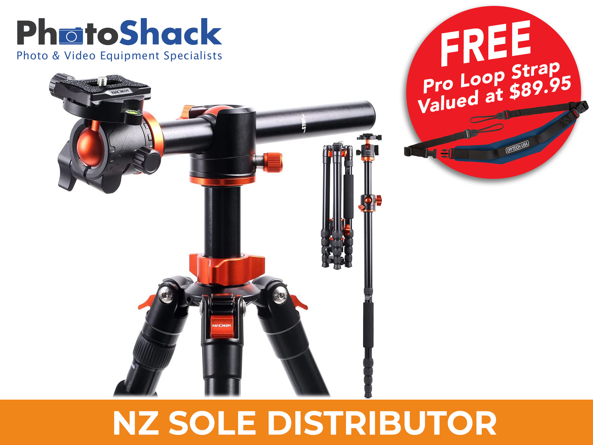 K&F 1.7m Aluminium Tripod With Detachable Centre Column - Promotion