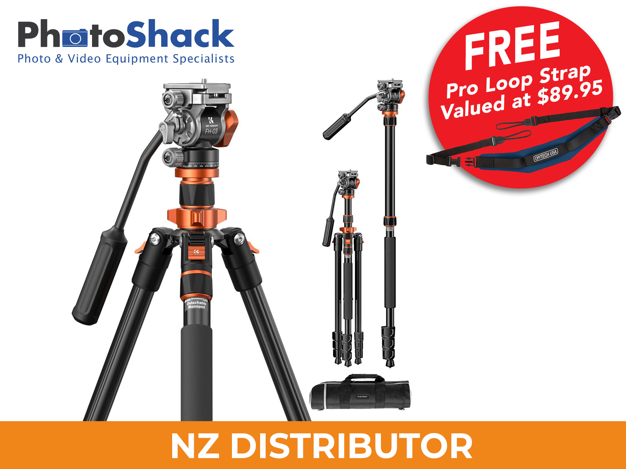 K&F K234A7 2.1m Professional Video Tripod with Fluid Head - Promotion